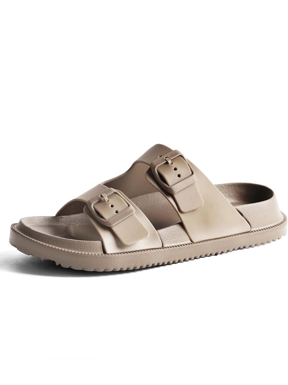 Worn Once 9-10 Women/8-9 Men Double Buckle Rubber Sandals in Brown!